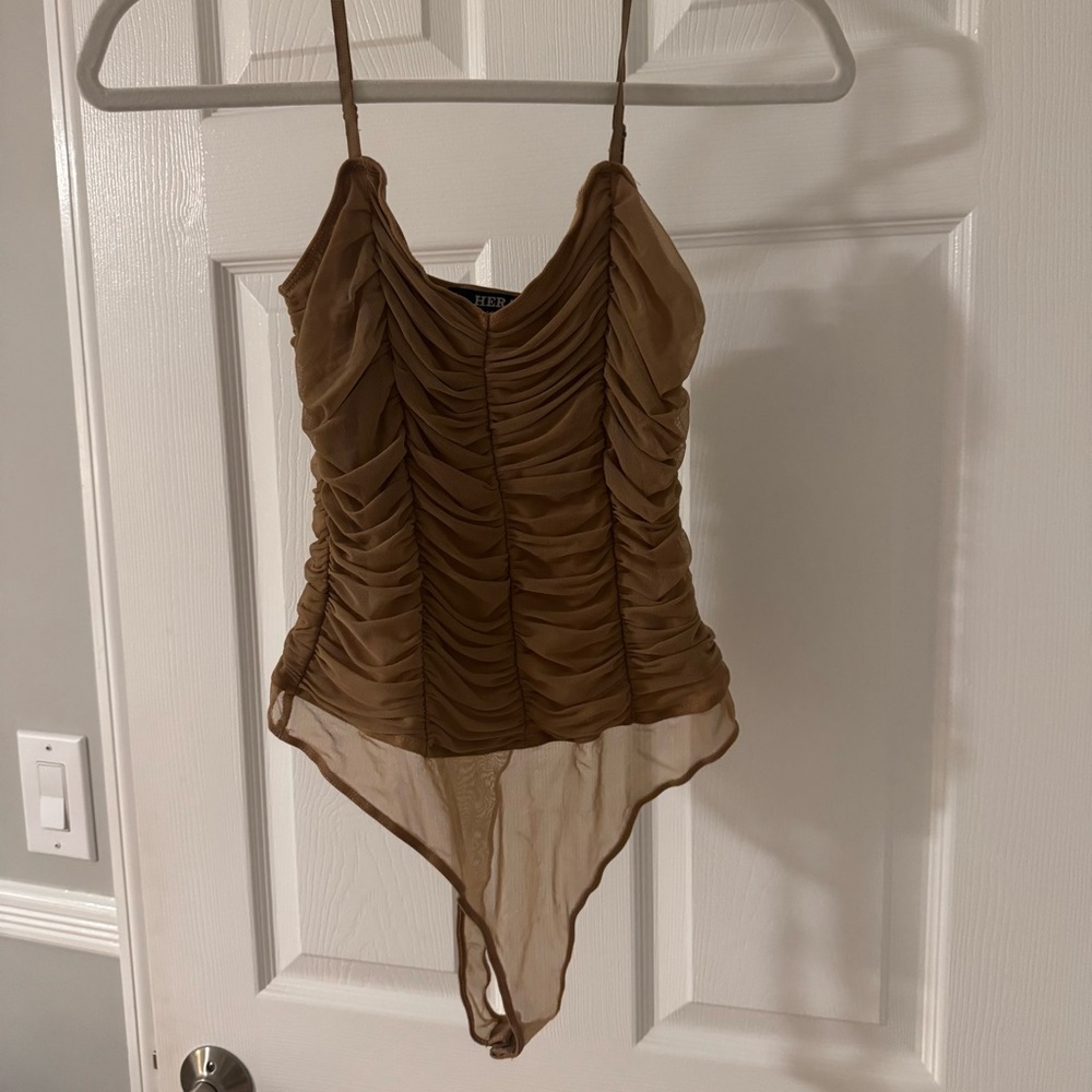 Hera Collection Brown Ruched Bodysuit